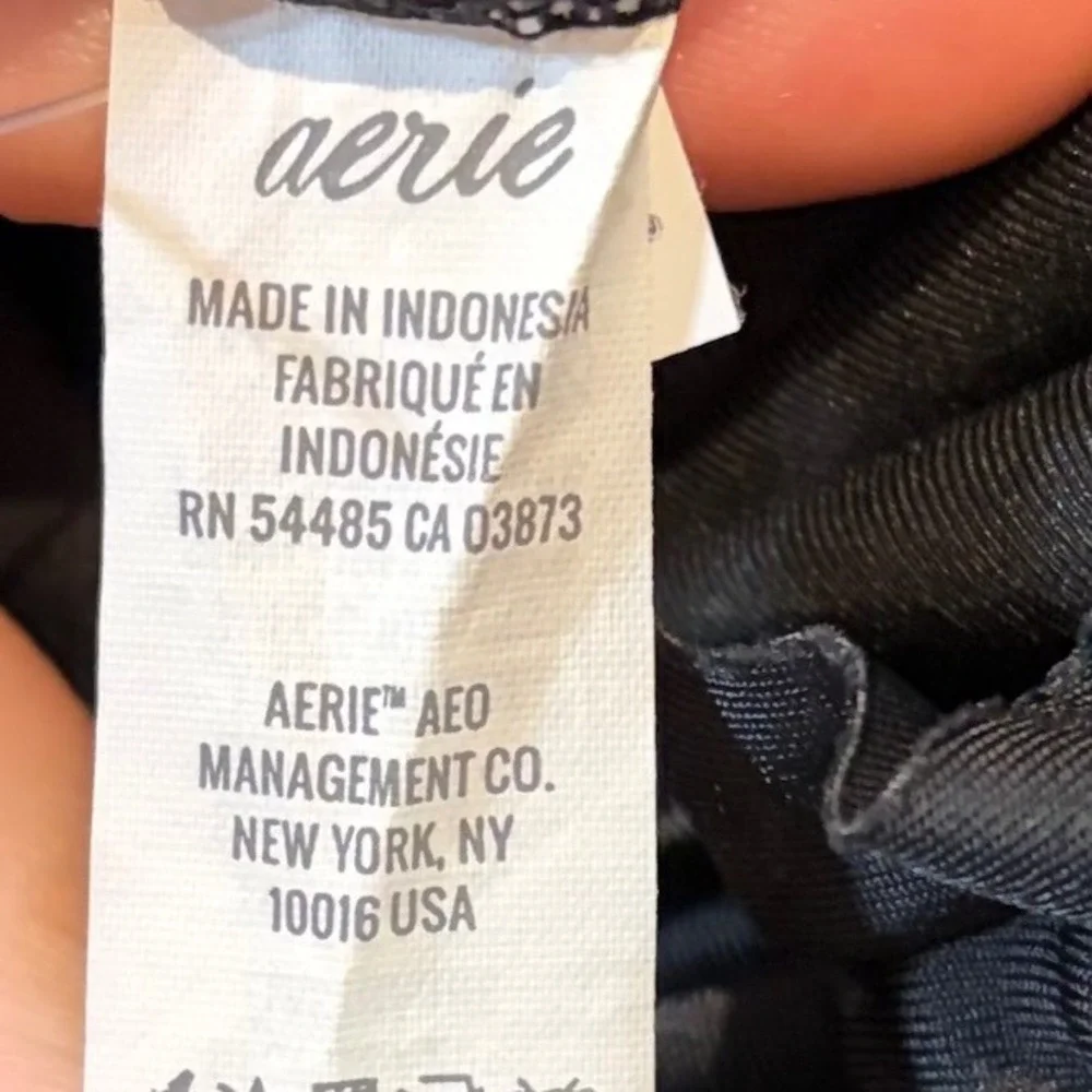 Aerie Black One Piece Swimsuit‎ Ruffle Tie Front Full Coverage Size Medium
